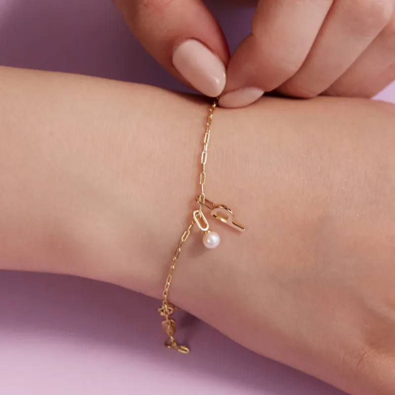 Square Link Bracelet (Gold Plated) 