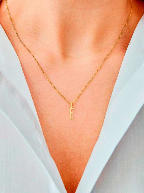 Hovedbilde Letter 10mm for initial necklace A-Z (18K Goldplated) - E